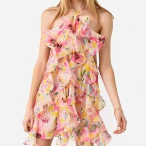 Misa Miah Ruffle Hello Yellow Flower Mix Dress